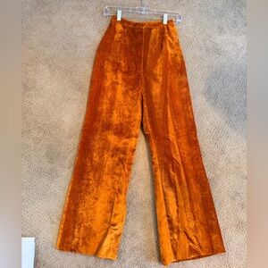 Vintage Velvet Wide-Leg Pants in Rich Orange